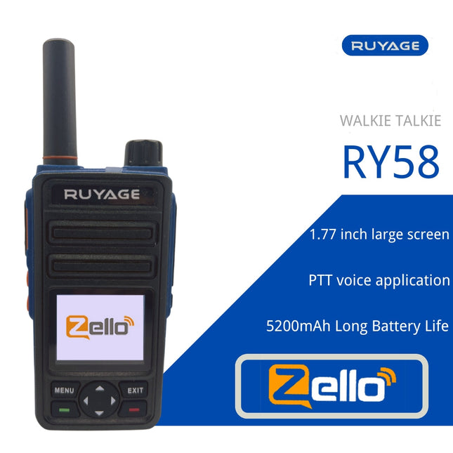 RUYAGE RY58 Zello 4G LTE PoC Radio Long Range Nationwide Walkie Talkie