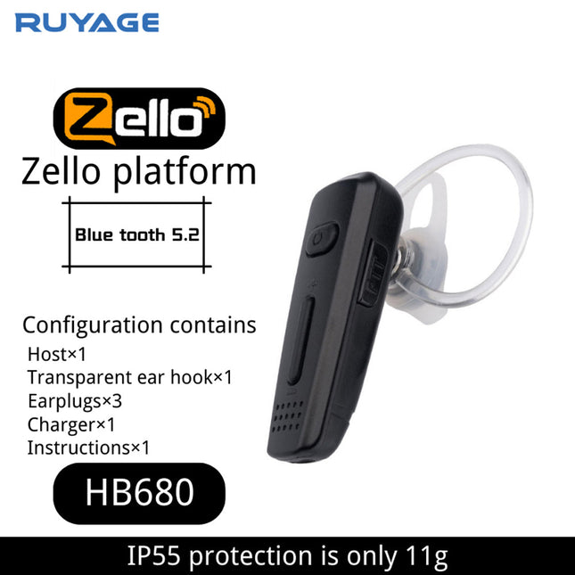 RUYAGE Zello Bluetooth Earpiece Wireless PTT Headset for Walkie Talkie