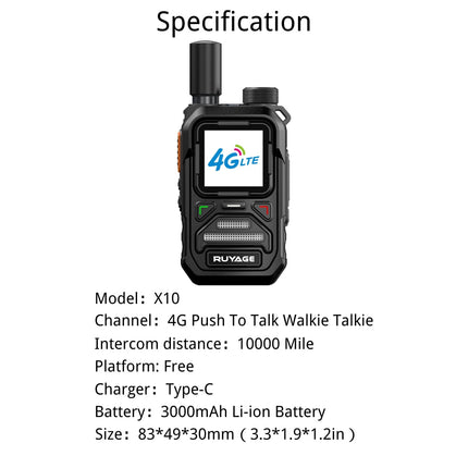 RUYAGE X10 4G LTE PoC Radio Long Range Nationwide Walkie Talkie