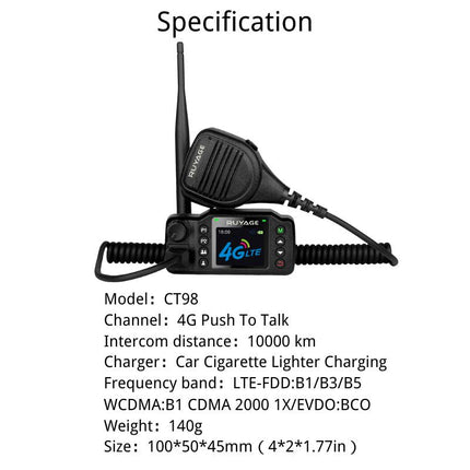 RUYAGE 4G LTE Mobile PoC Radio Long Range Vehicle Walkie Talkie