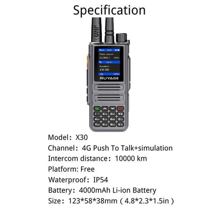 RUYAGE X30 Dual Mode 4G LTE PoC & Analog Walkie Talkie Long Range