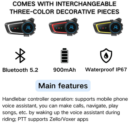 RUYAGE Zello Motorcycle Helmet Bluetooth Headset Wireless PTT Intercom