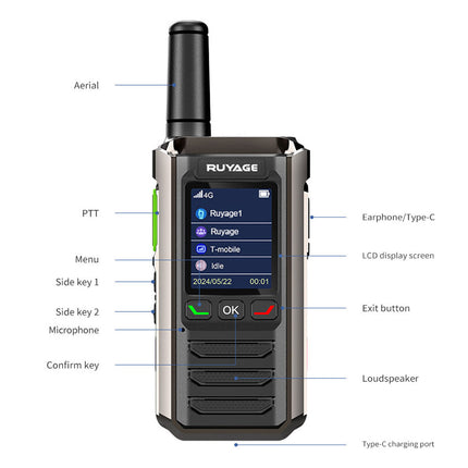 RUYAGE R0 4G LTE PoC Radio Long Range Nationwide Walkie Talkie