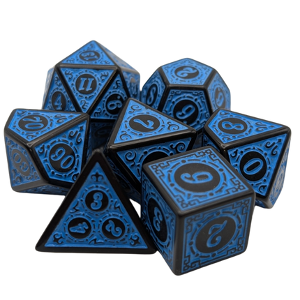 Magic Flame (Blue) - Enchanted Seas - 7 Piece DnD Dice Set | Acrylic RPG Gaming Dice