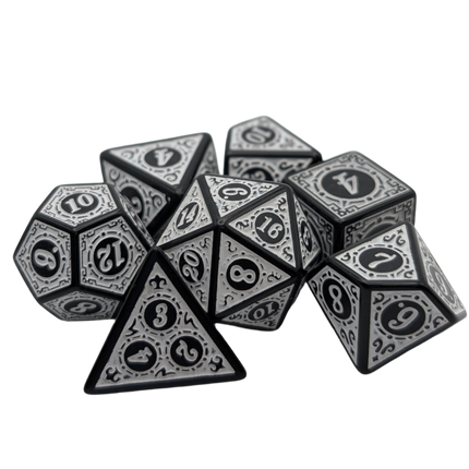 Magic Flame (White) - "Enchanted Zen" - 7 Piece DnD Dice Set | Acrylic RPG Gaming Dice