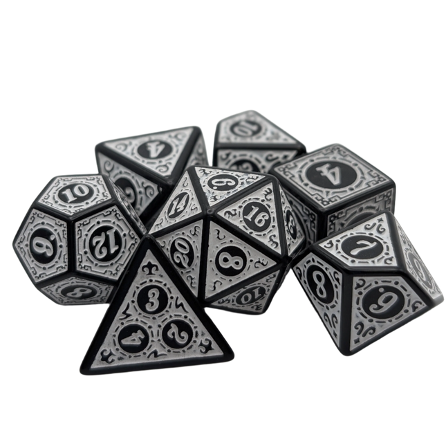 Magic Flame (White) - "Enchanted Zen" - 7 Piece DnD Dice Set | Acrylic RPG Gaming Dice