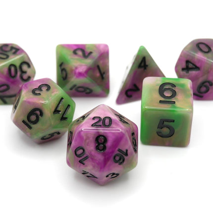 Poison Petals - 7 Piece DnD Dice Set | Acrylic RPG Gaming Dice