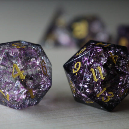 Purple Purge Forge Fire Glass DND Dice Set