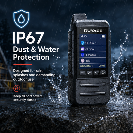 RUYAGE CT68 IP67 Waterproof 4G LTE PoC Walkie Talkies – 2-Pack
