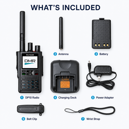 RUYAGE DP10 VHF/UHF Dual-Band DMR Two-Way Radio with GPS
