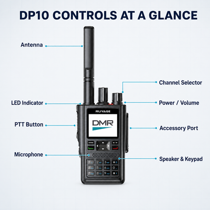 RUYAGE DP10 VHF/UHF Dual-Band DMR Two-Way Radio with GPS