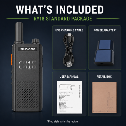 RUYAGE RY18 Ultra-Thin UHF Analog Walkie Talkie – One-Key Pairing