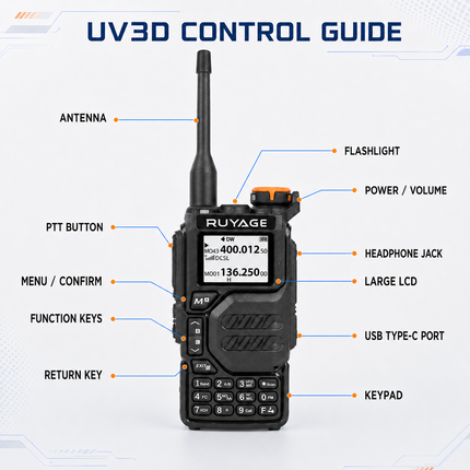 RUYAGE UV3D 6 Band VHF/UHF Analog Walkie Talkie