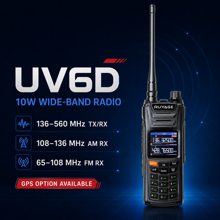 RUYAGE UV6D 6 Band VHF/UHF Analog Walkie Talkie with GPS