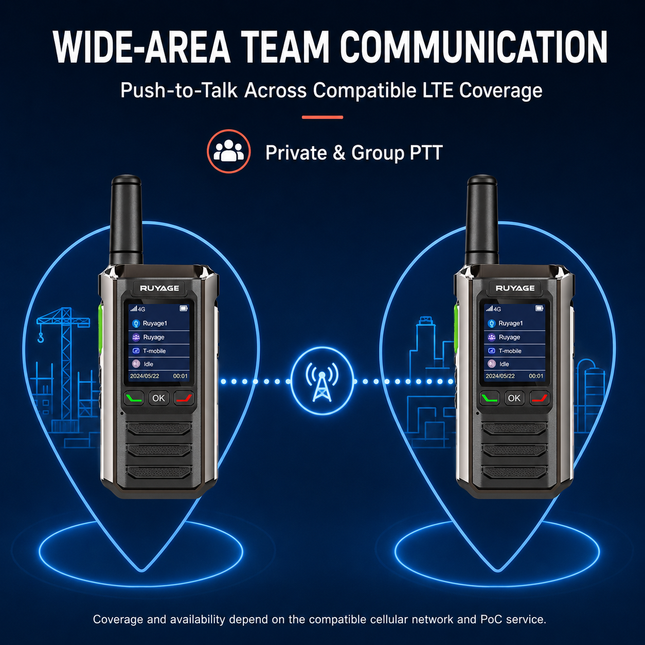 RUYAGE R0 Metal-Body 4G LTE PoC Walkie Talkies – 2-Pack