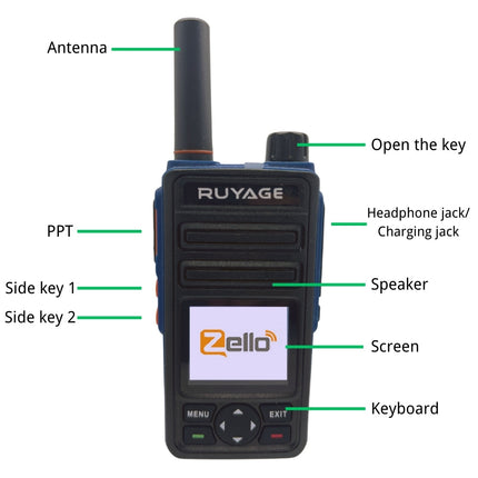 RUYAGE RY58 Zello 4G LTE PoC Radio Long Range Nationwide Walkie Talkie