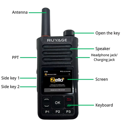 RUYAGE RY68 Zello 4G LTE PoC Radio Long Range Nationwide Walkie Talkie