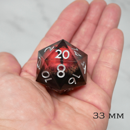 Smaug's Eye | Giant D20 Moving Eye DnD Dice | Acrylic RPG Gaming Dice