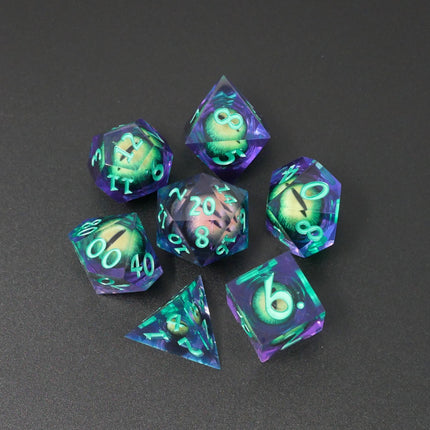 Remorhaz's Eye |  7 Piece Moving Eye DnD Dice Set | Acrylic RPG Gaming Dice