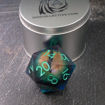 Remorhaz's Eye | Giant D20 Moving Eye DnD Dice | Acrylic RPG Gaming Dice