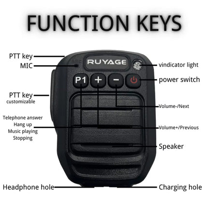 RUYAGE Zello Bluetooth Speaker Microphone Wireless Handheld PTT Mic