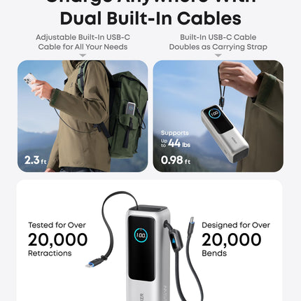 Anker Laptop Power Bank (25K, 165W, Built-In and Retractable Cables)