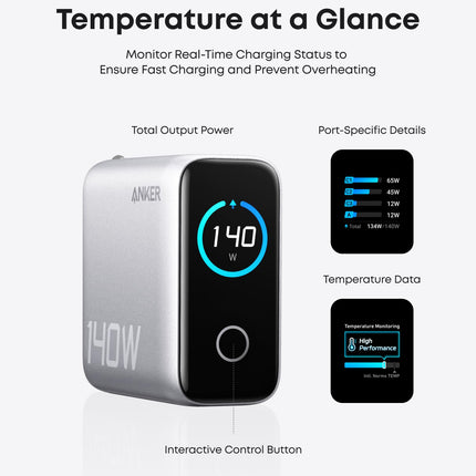 Anker Charger (140W, 4-Port, PD 3.1) with USB-C Cable