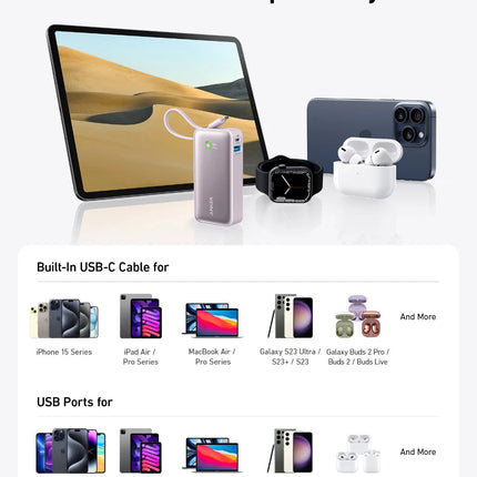 Anker Nano Power Bank (30W, Built-In USB-C Cable)