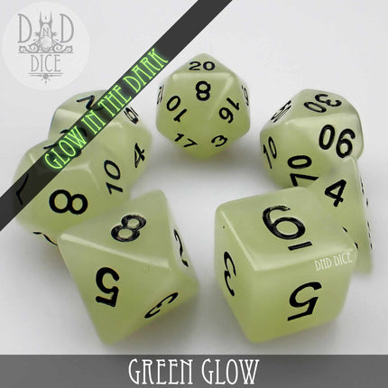 Green Glow in the Dark Dice Set
