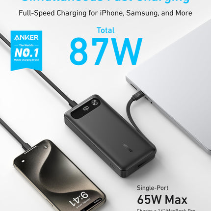 Anker Power Bank (20K, 87W, Built-In USB-C Cable)
