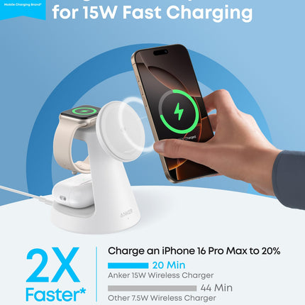 Anker MagGo Wireless Charging Station (3-in-1, Dock Stand)