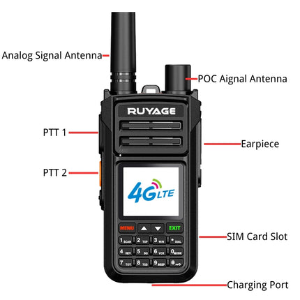 RUYAGE X70 Dual Mode 4G LTE PoC & Analog Walkie Talkie Long Range