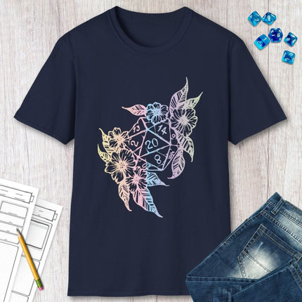 D&D D20 Dice Flower T-Shirt