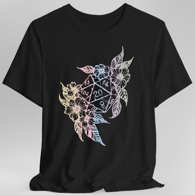 D&D D20 Dice Flower T-Shirt
