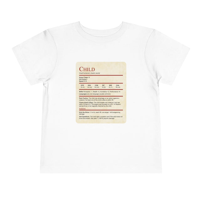 D&D Toddler Shirt Child Stat Block