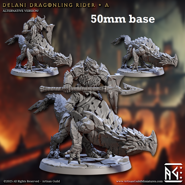 Delani Dragonling Rider: Sculpt A (Dwarven Dragonrider Cavalry Unit)