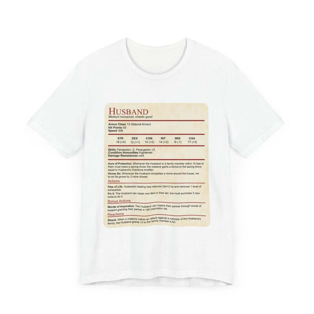 DnD Husband Stat Block T-Shirt