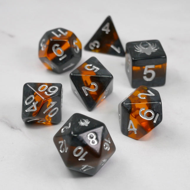 Forgotten Amber - 7 Piece DnD Dice Set | Acrylic RPG Gaming Dice