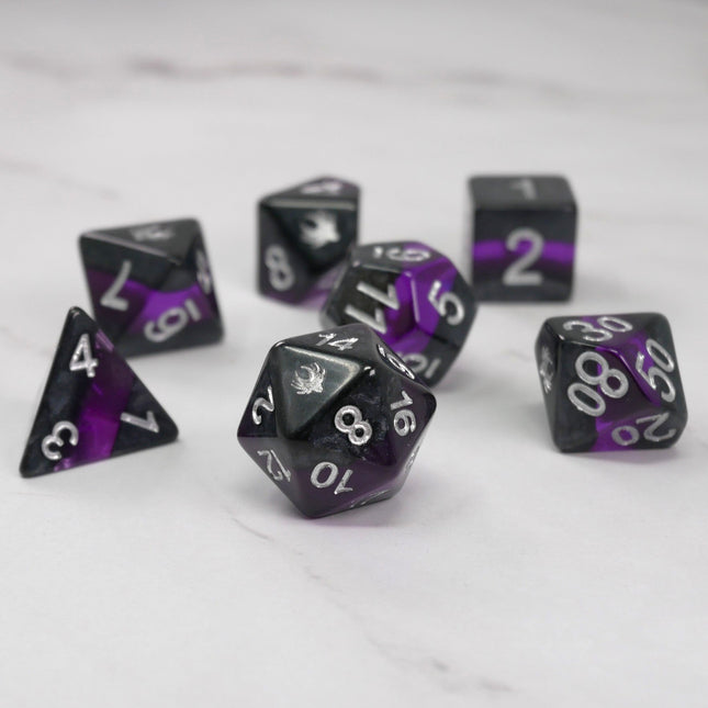 Forgotten Amethyst - 7 Piece DnD Dice Set | Acrylic RPG Gaming Dice
