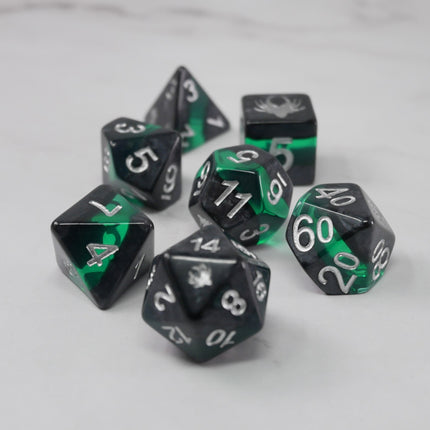 Forgotten Emerald - 7 Piece DnD Dice Set | Acrylic RPG Gaming Dice