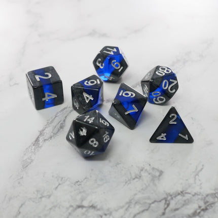 Forgotten Sapphire - 7 Piece DnD Dice Set | Acrylic RPG Gaming Dice