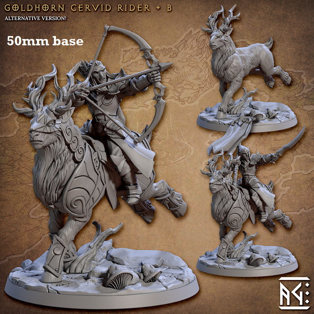 Goldhorn Cervid Riders: Sculpt B (High Elf Calvary Unit)