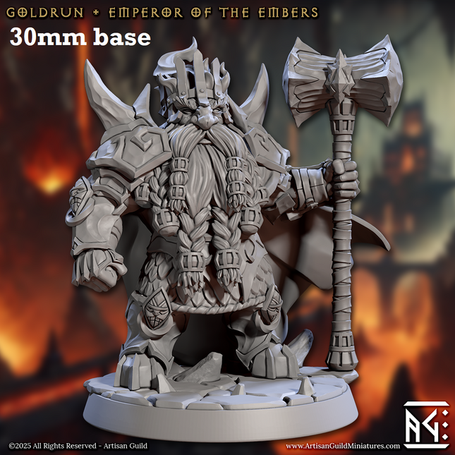 Goldrun, Emperor of the Embers (Male Fire Dwarf Warlord King)