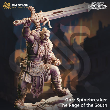 Gorr Spinebreaker, the Rage of the South (Male Half-Orc Barbarian)