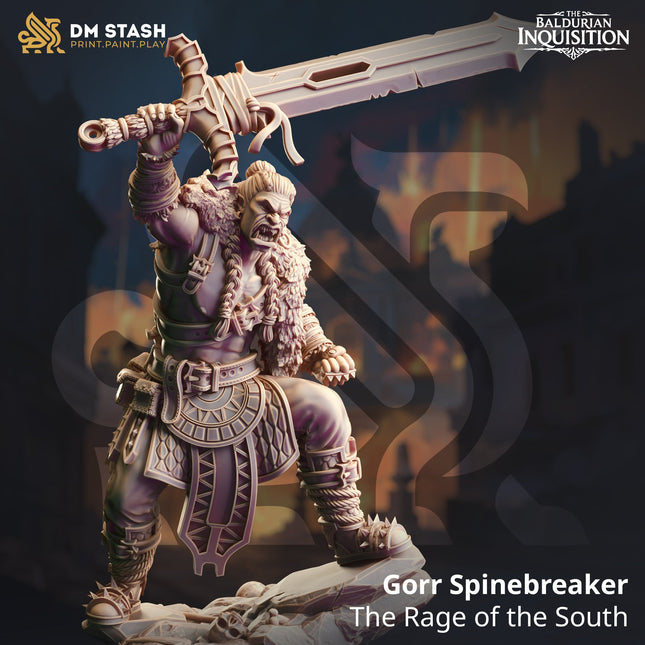Gorr Spinebreaker, the Rage of the South (Male Half-Orc Barbarian)