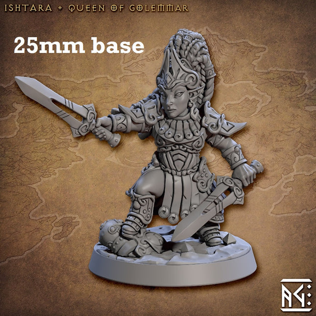 Ishtara, Queen of Golemmar (Female Gnome Fighter Noble)