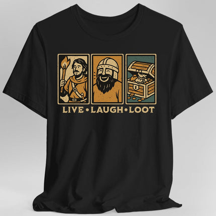 Live Laugh Loot T-shirt - Comic Panels
