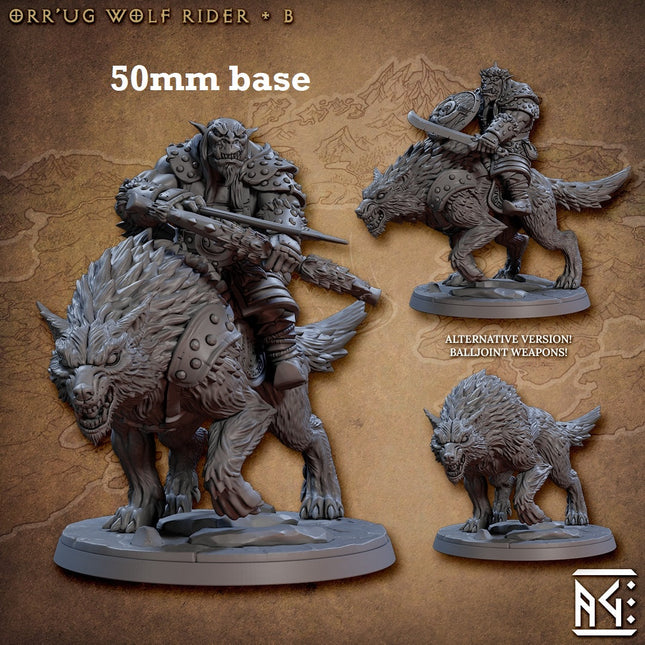 Orr'ug Wolf Rider: Sculpt B (Direwolf Orc Cavalry Unit or Wild)