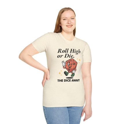 Roll High or Die Retro DnD T-shirt