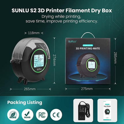 SUNLU S2 FilaDryer, 360°C Heating 3D Printer Filament Dryer